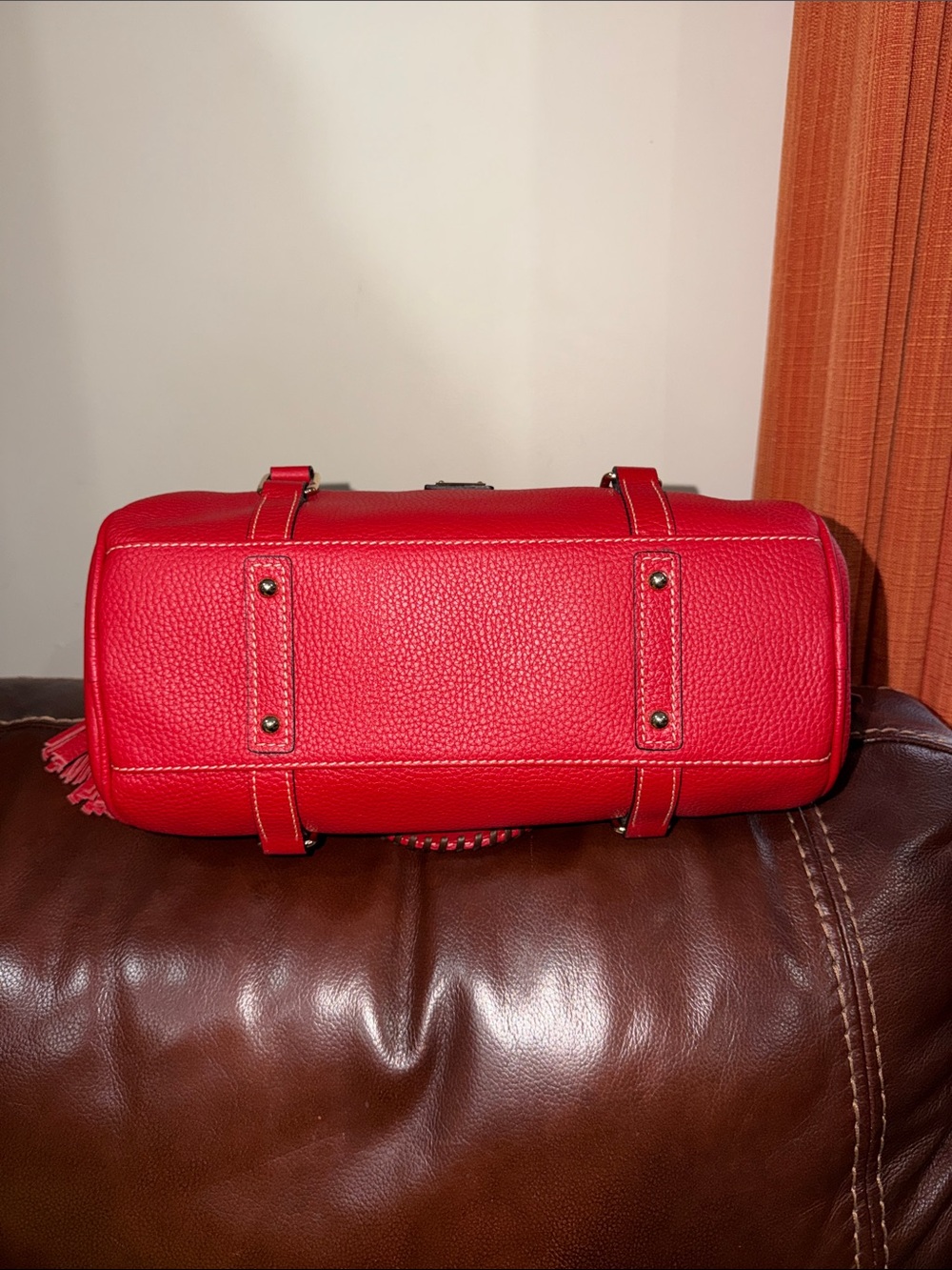 ‼️Dooney & Bourke Red Leather Satchel Crossbody Bag - Picture 16 of 16